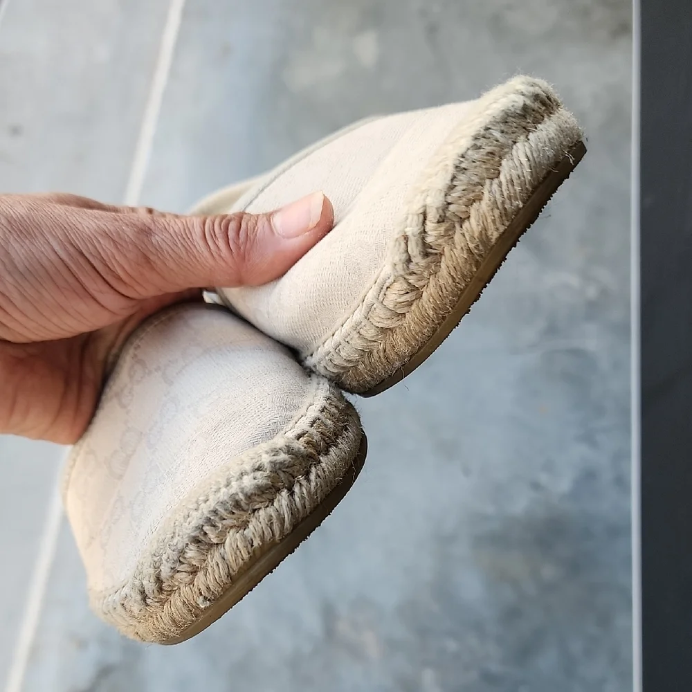 GUCCI GG Canvas And Leather Espadrilles